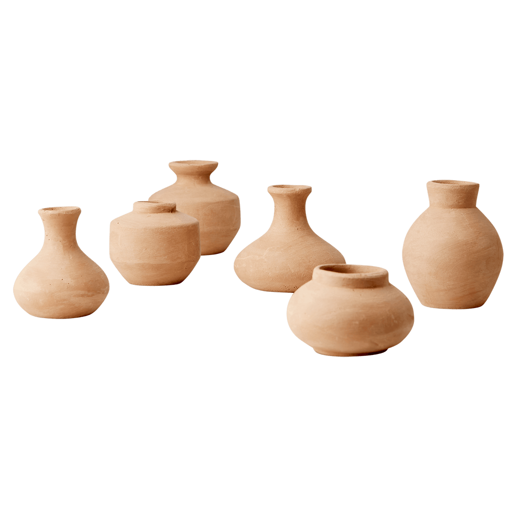 Minivaser i terracotta - 6 stk