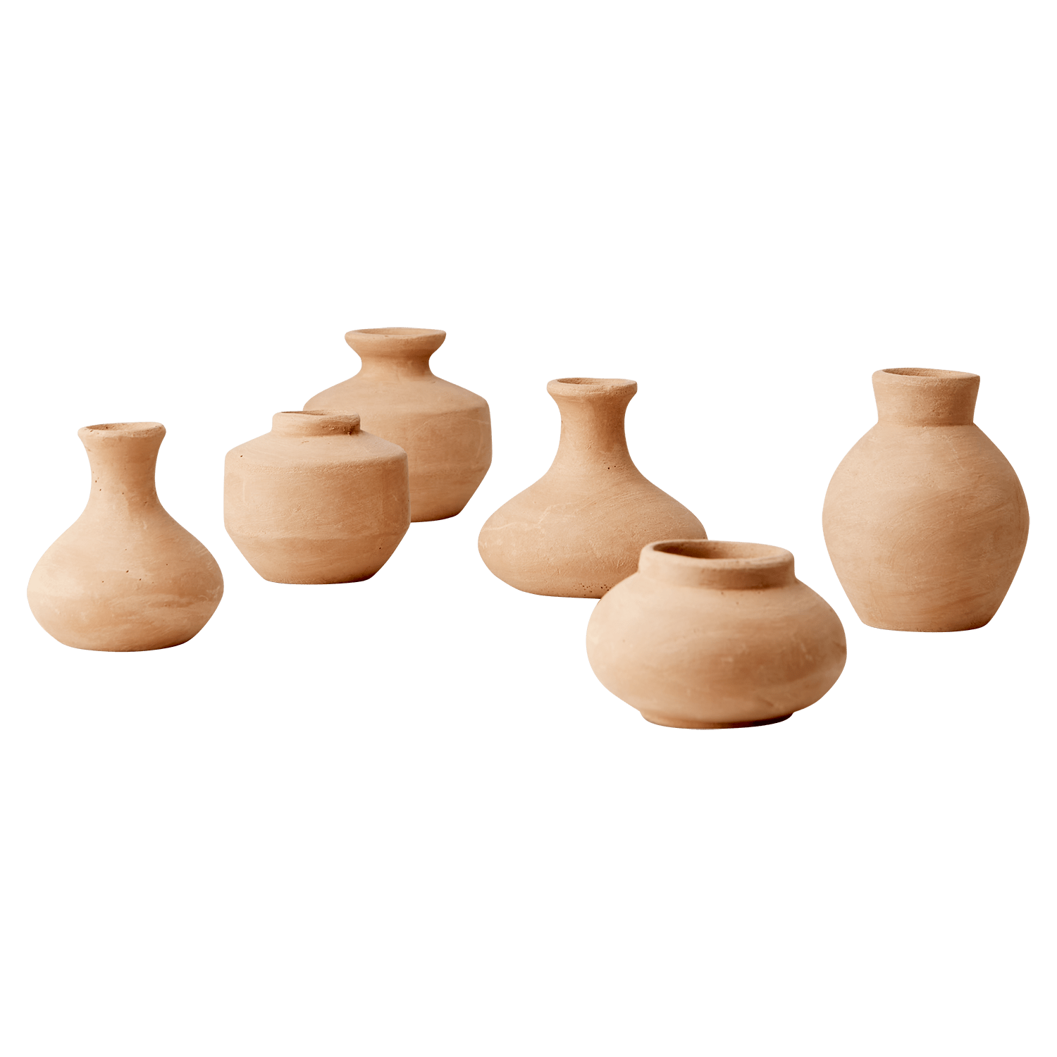 Minivaser i terracotta - 6 stk