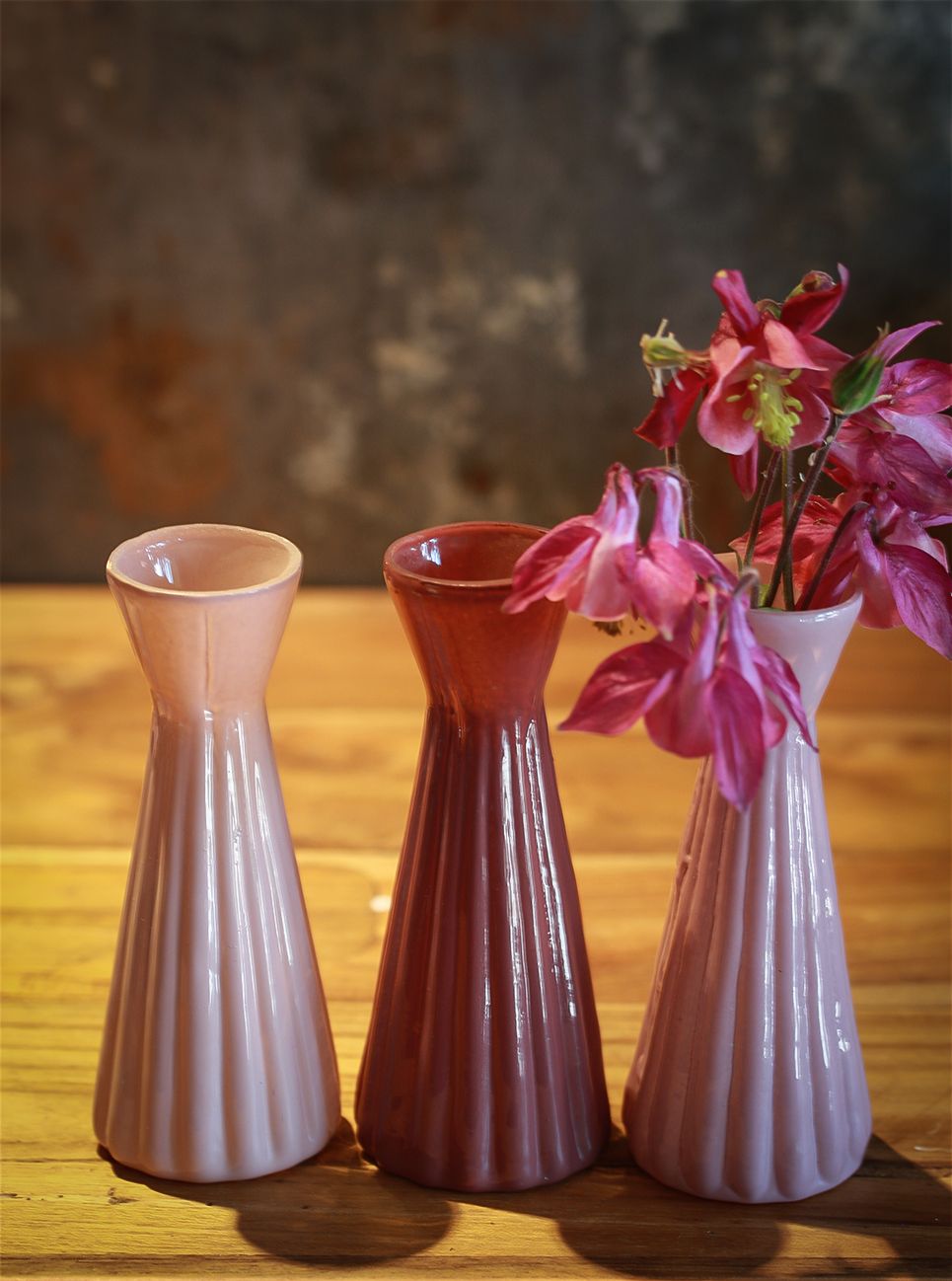 Glasvase Rosa slank