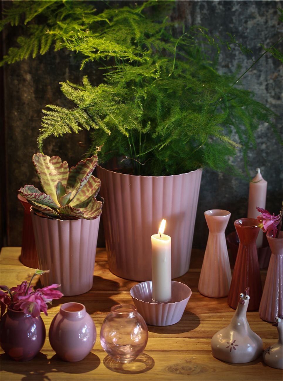 Glasvase Rosa slank