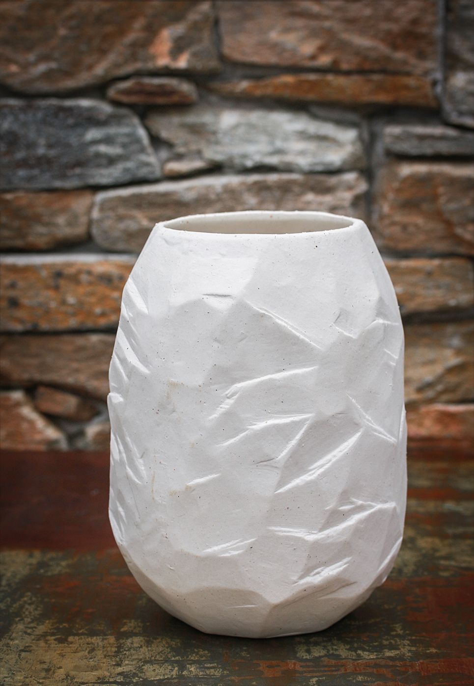 Vase Kuri råhvid
