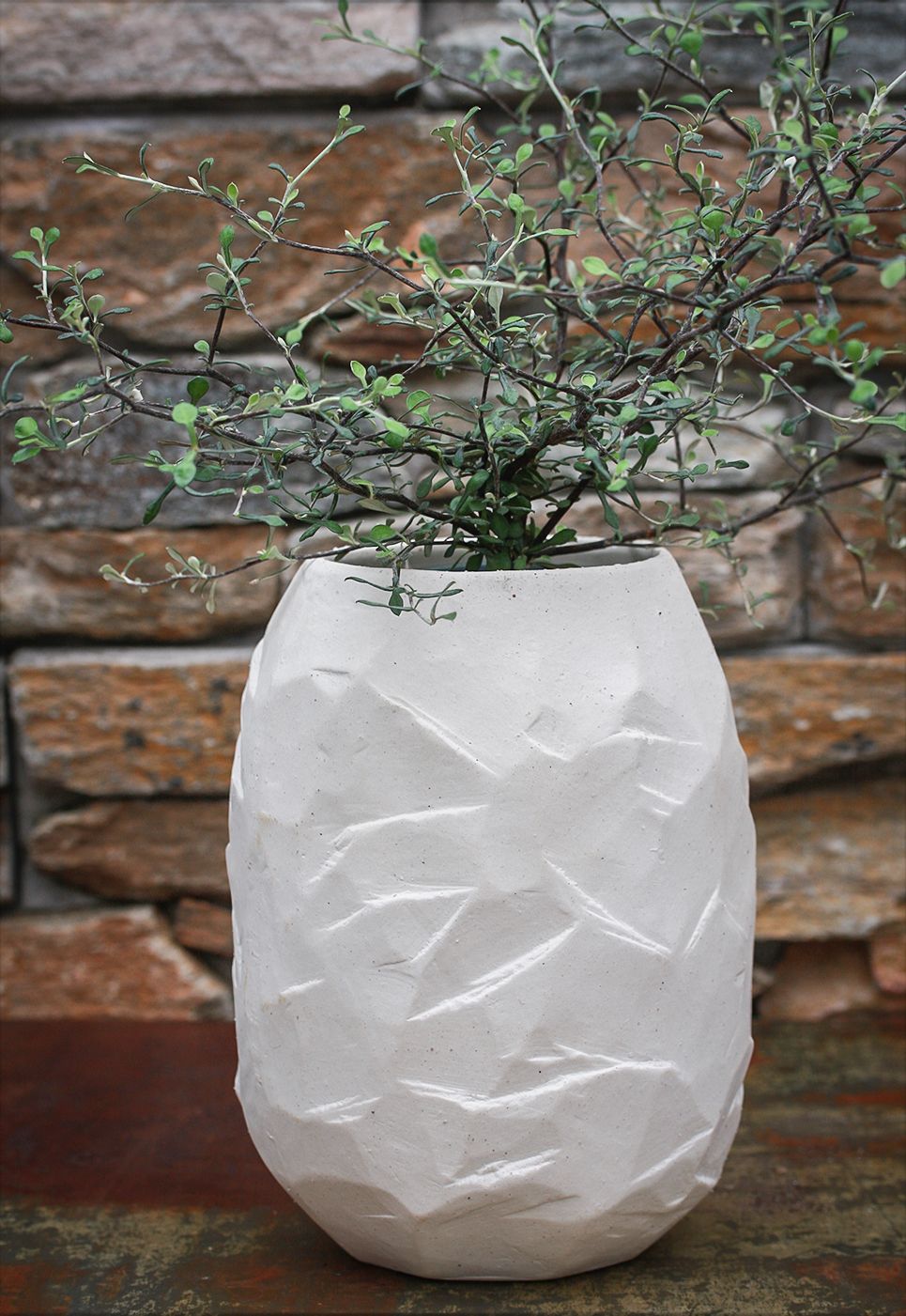Vase Kuri råhvid