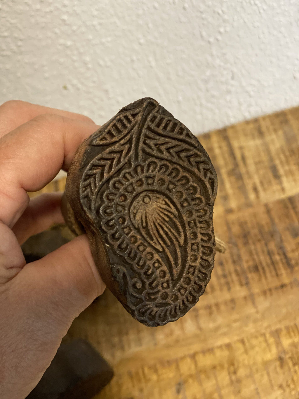 Træ-stempel til ler eller tryksværte
