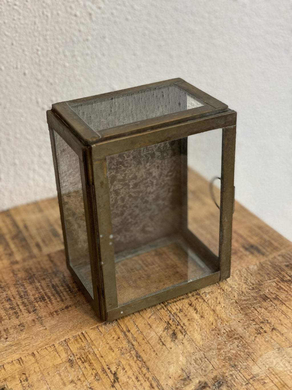 Glasæske - messing med patina