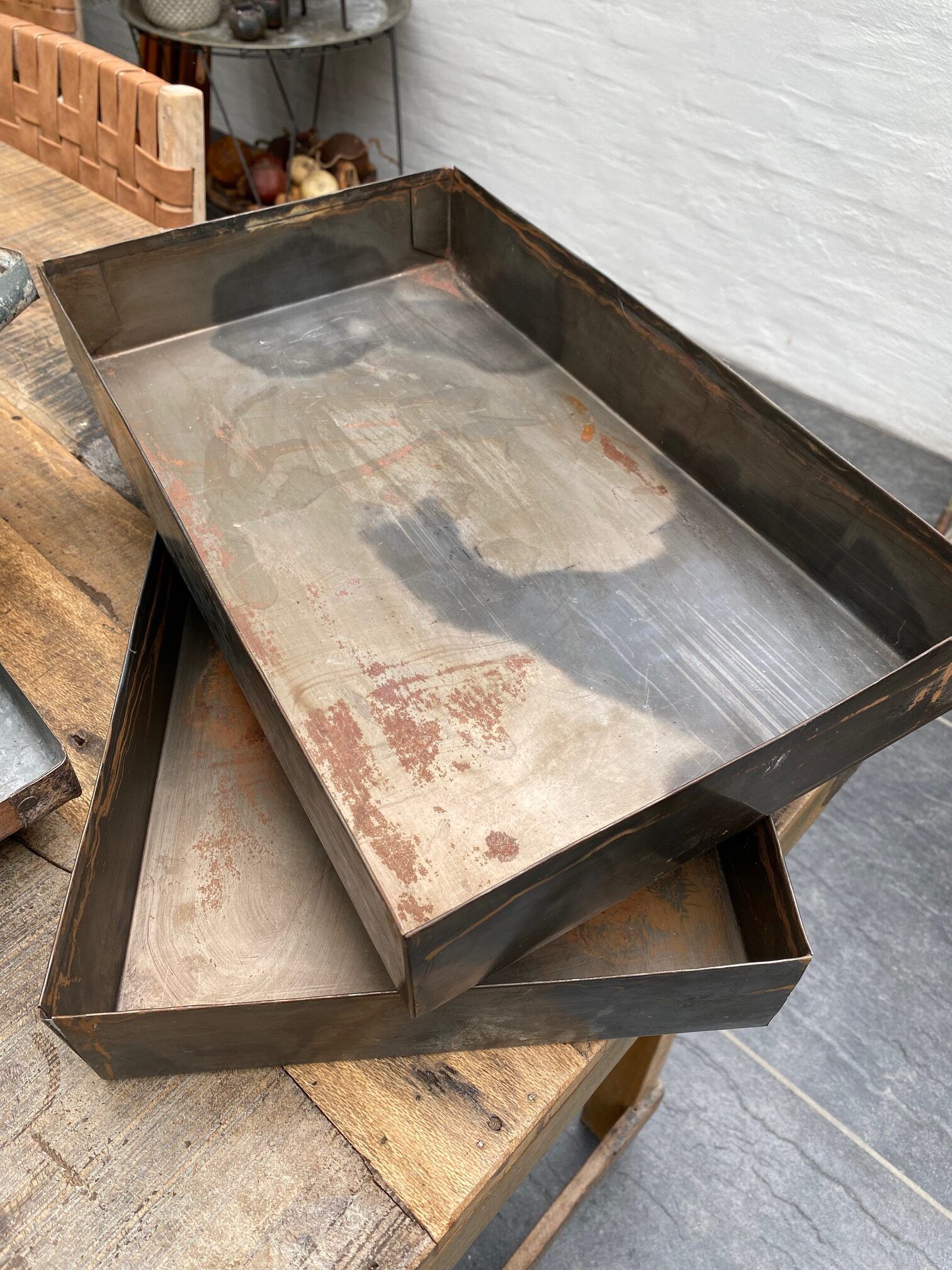 Metalbakke - gammel bradepande
