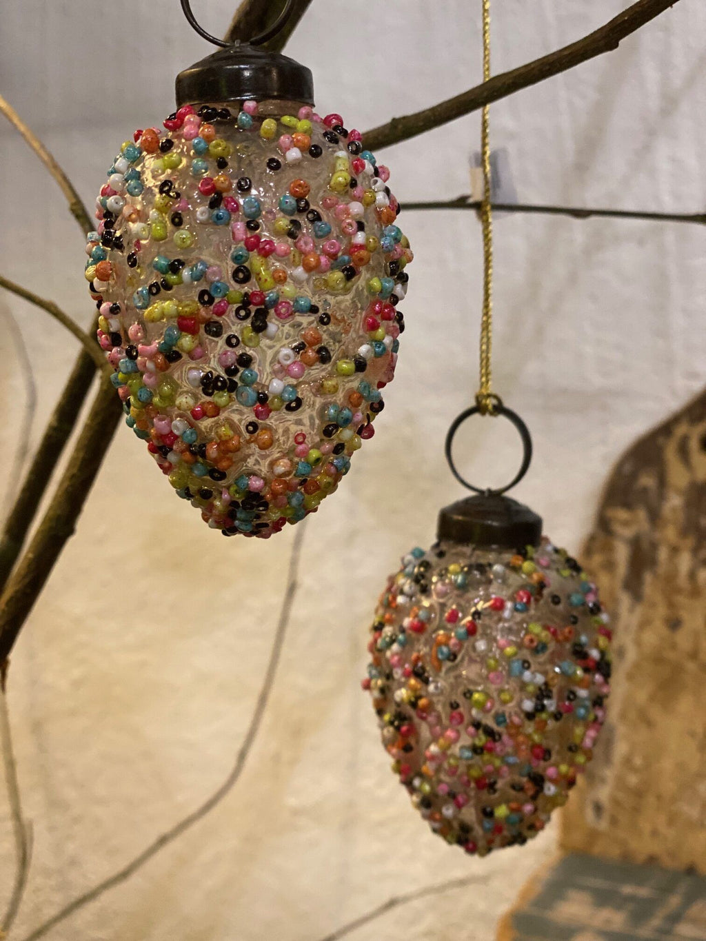 Glasæg med perler