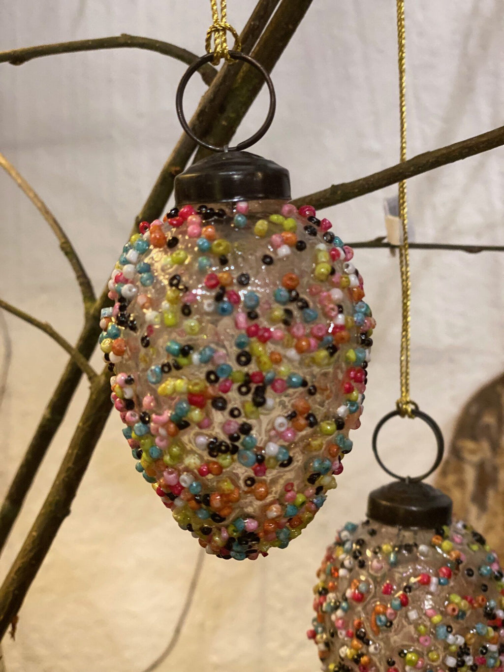 Glasæg med perler
