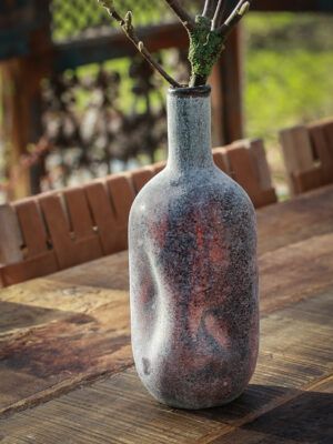 Vase i organisk facon - mat rød/brun